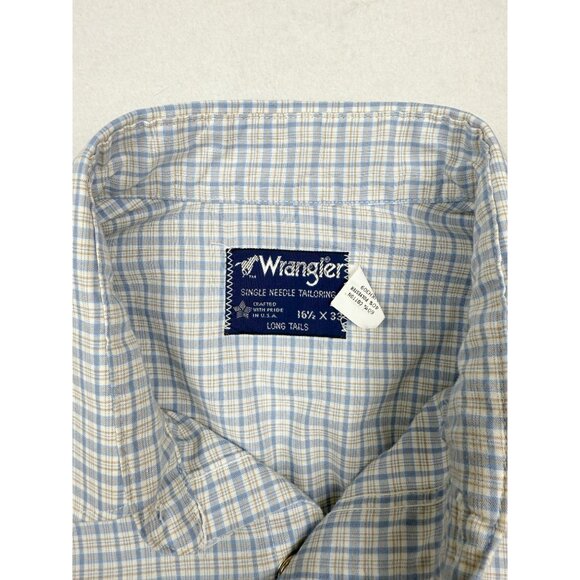 Wrangler Vintage Western Pearl Snap‎ Button Up Shirt Size 16-1/2 x 33 Made USA - Picture 10 of 11